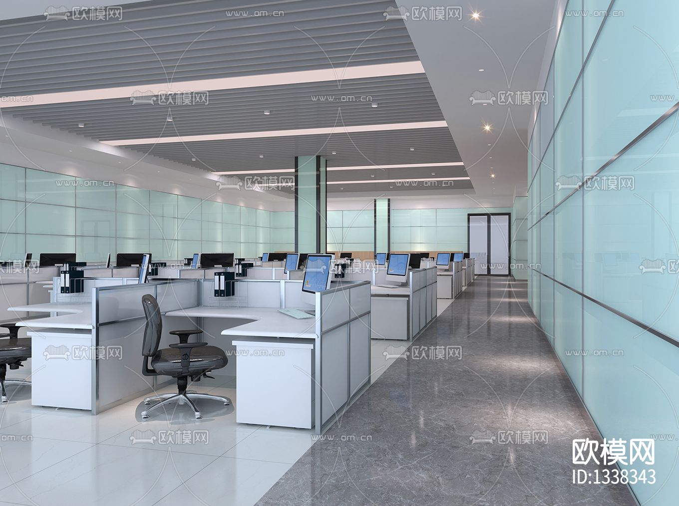 办公空间cad施工图下载（渲染图5）