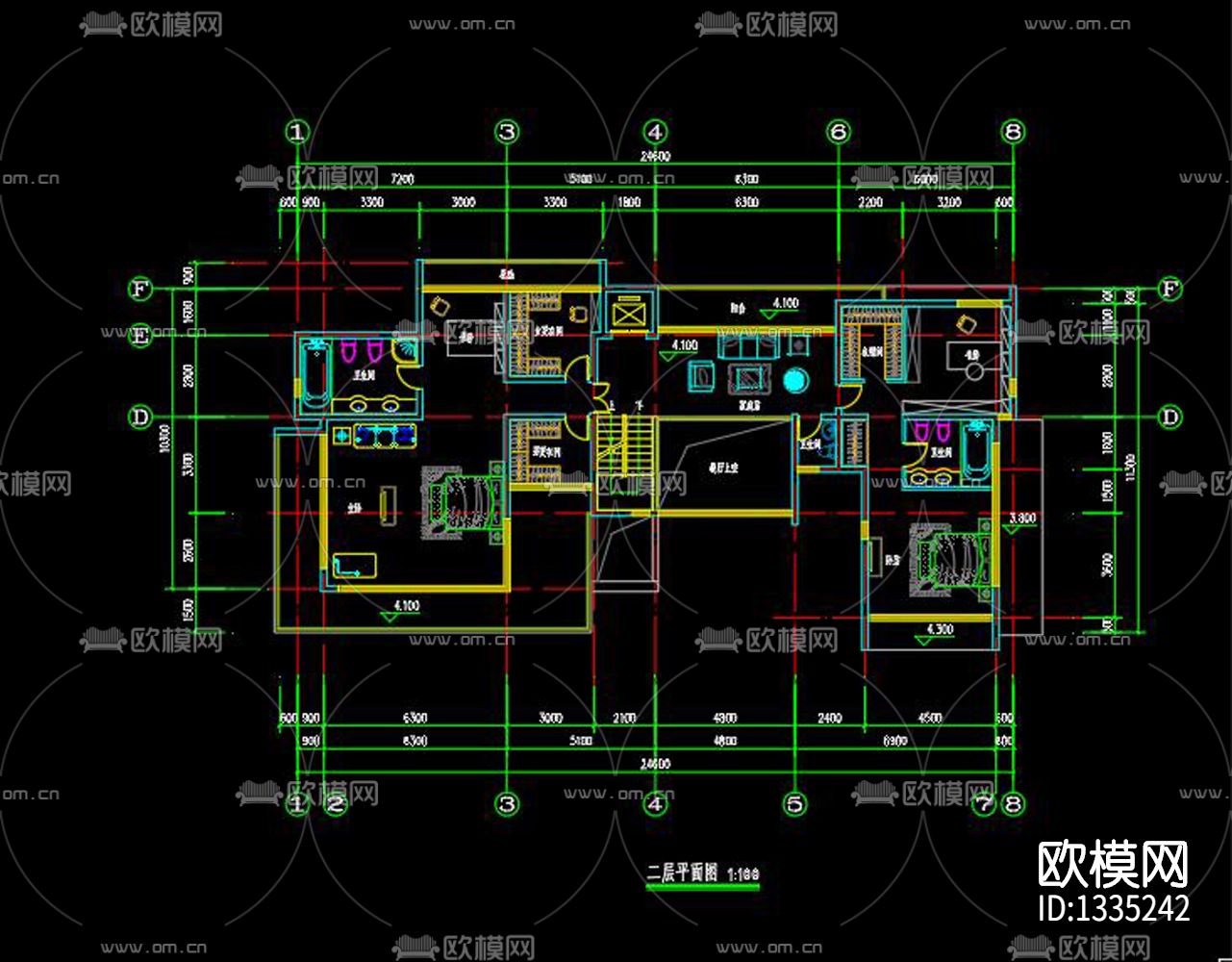新中式别墅cad施工图下载（渲染图5）