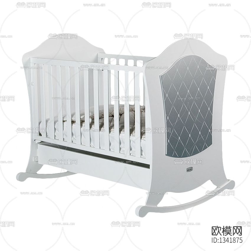 简欧轻奢实木婴儿床下载（渲染图2）