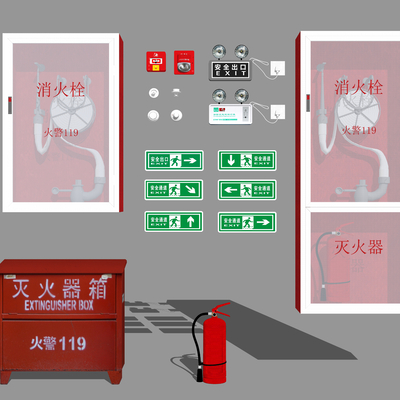  现代消防器材设备su模型 
