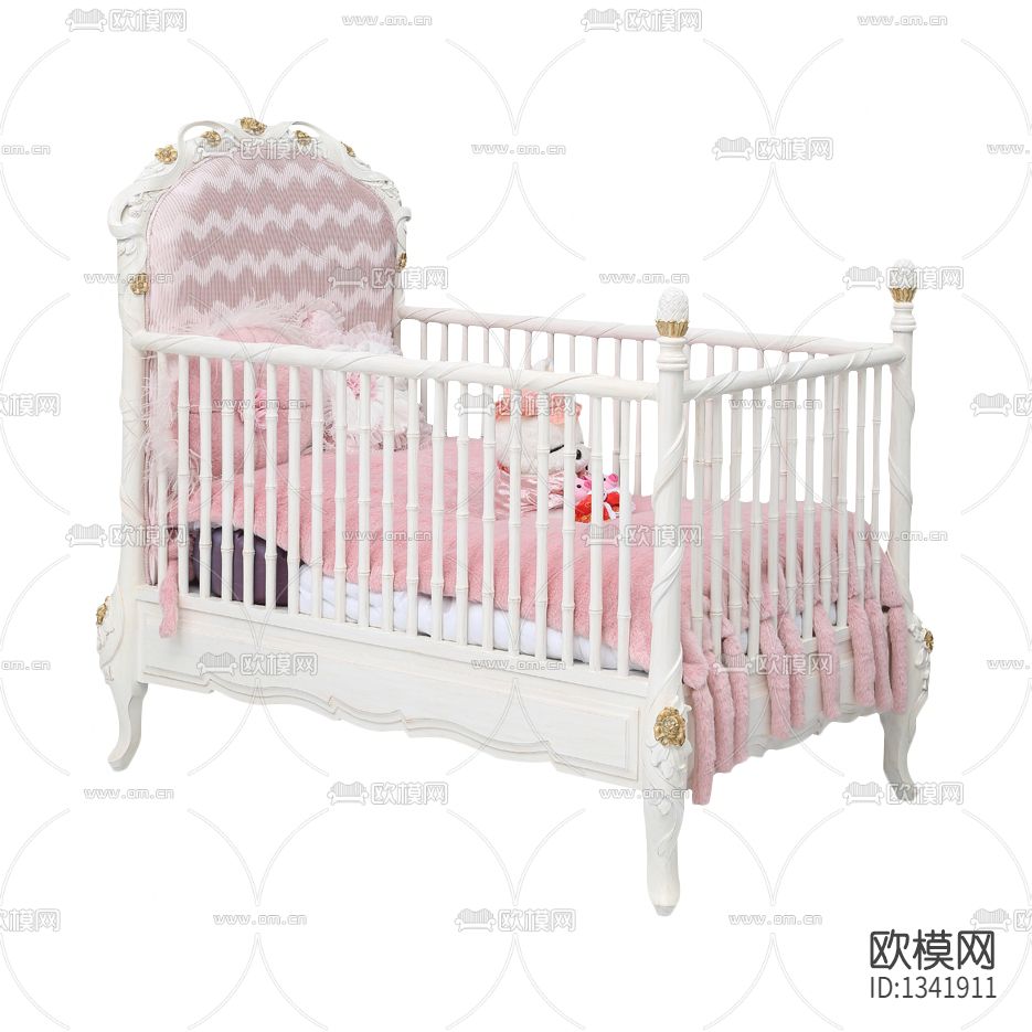 欧式复古实木雕花婴儿床下载