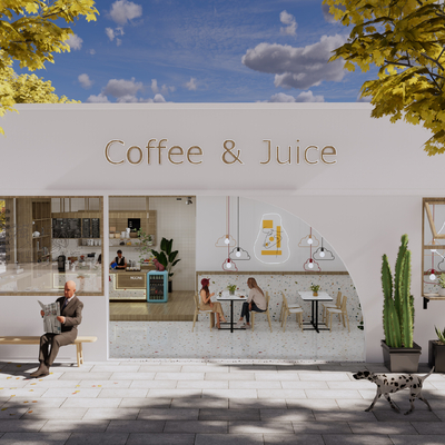  现代咖啡厅su模型 