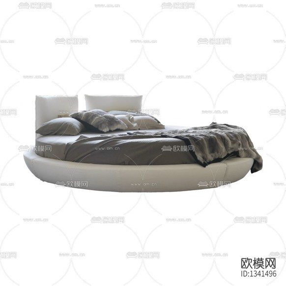 現(xiàn)代簡(jiǎn)約皮革布藝雙人圓床下載