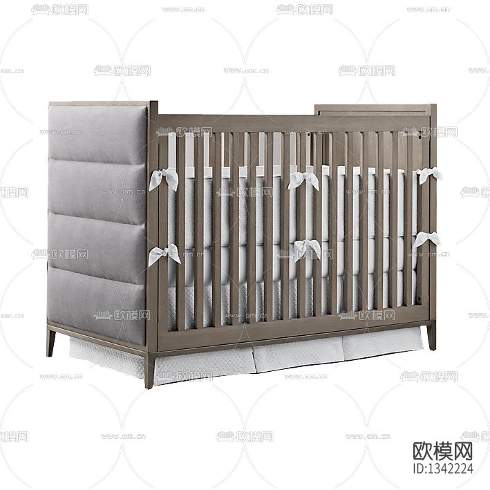 现代简约实木布艺婴儿床下载