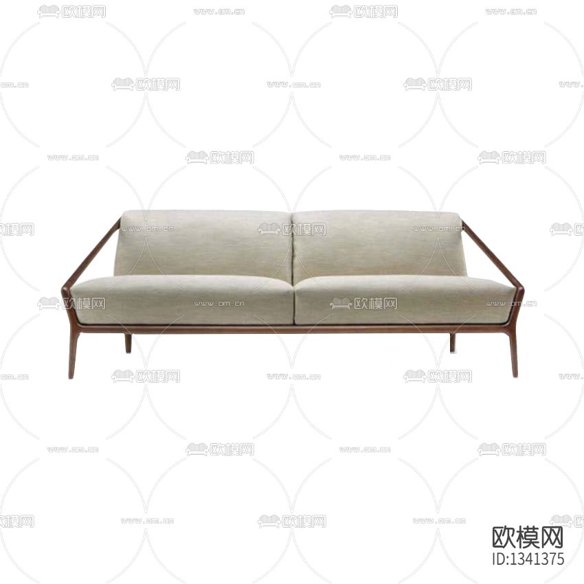 新中式极简实木布艺双人沙发下载