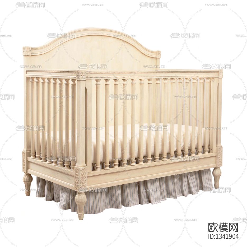 欧式复古实木雕花婴儿床下载