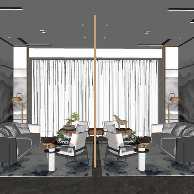  现代轻奢接待室su模型 