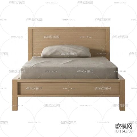 日式极简实木布艺单人床