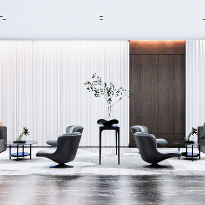  现代售楼部洽谈区su模型 