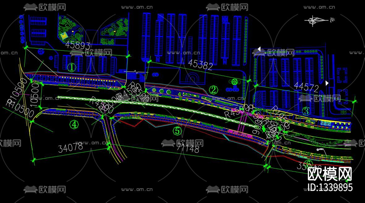 城市道路景观cad施工图下载（渲染图1）