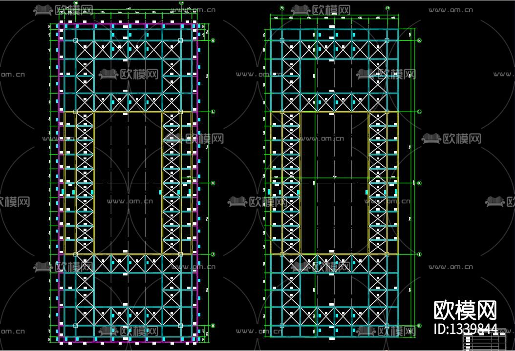 工业园钢结构cad施工图下载（渲染图1）
