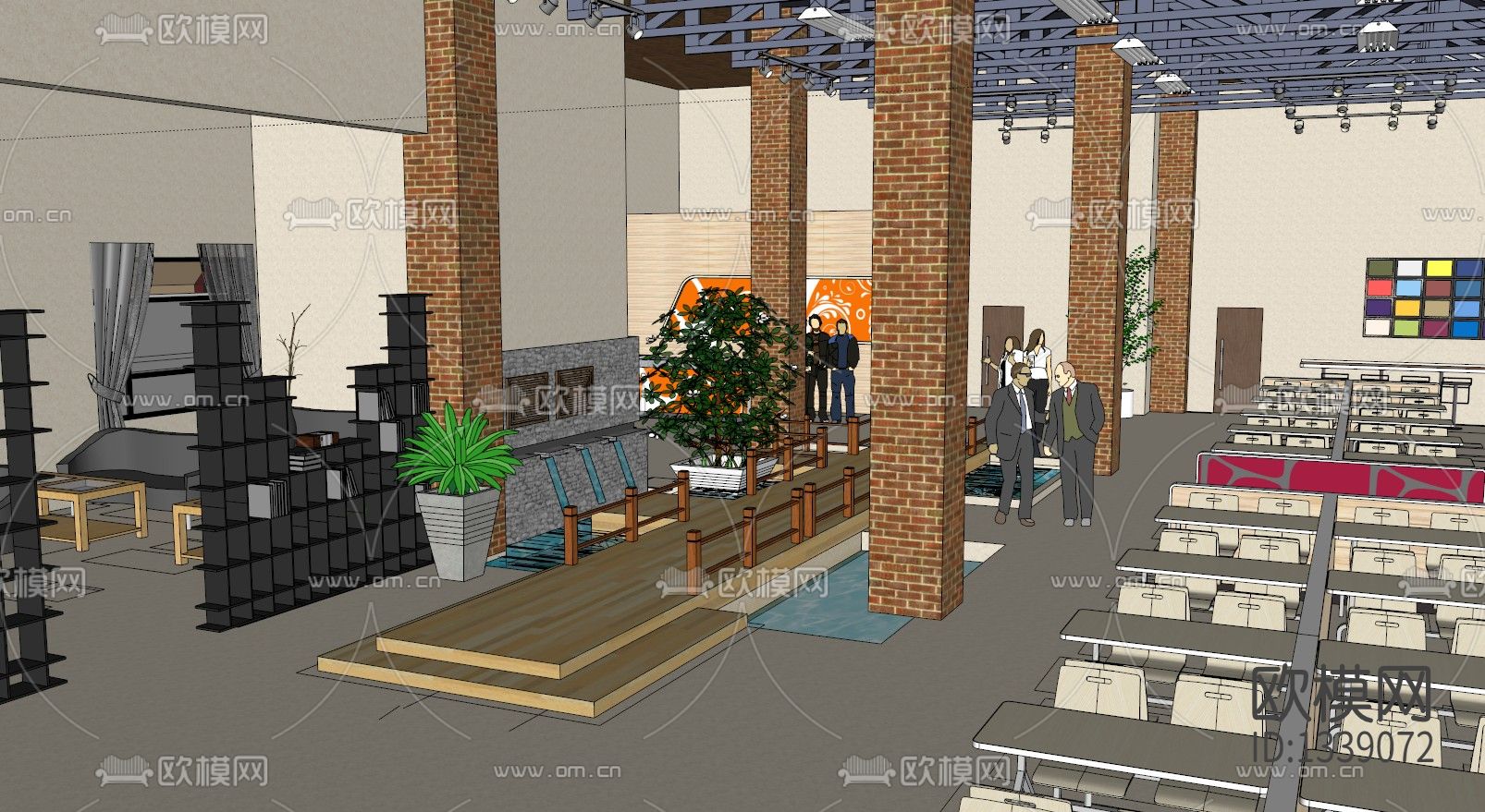 咖啡厅cad施工图下载（渲染图3）