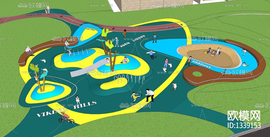 儿童活动区cad施工图下载（渲染图1）