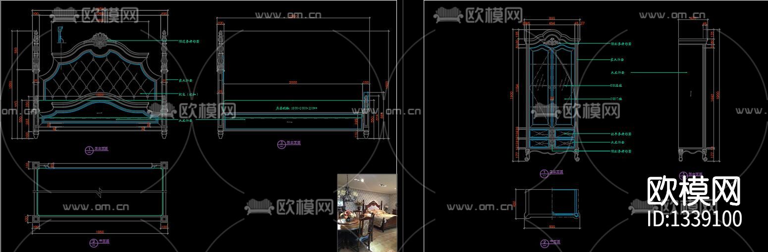 美式家具cad图库下载（渲染图3）