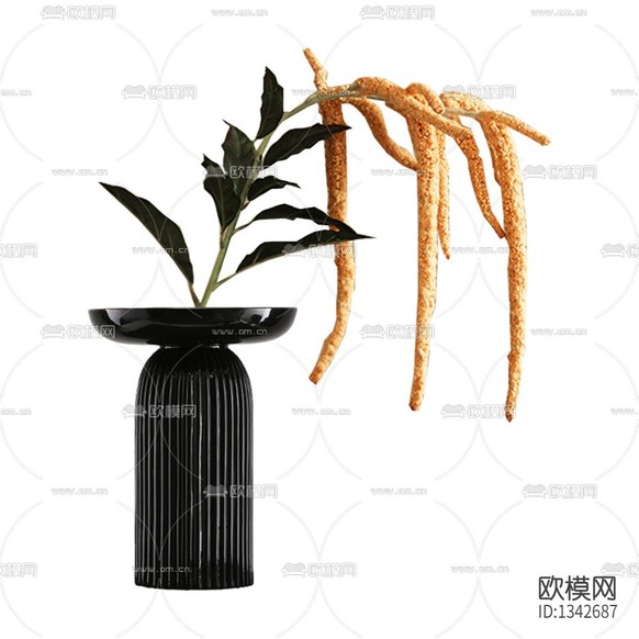 现代轻奢漏斗形陶瓷花瓶摆放花艺下载
