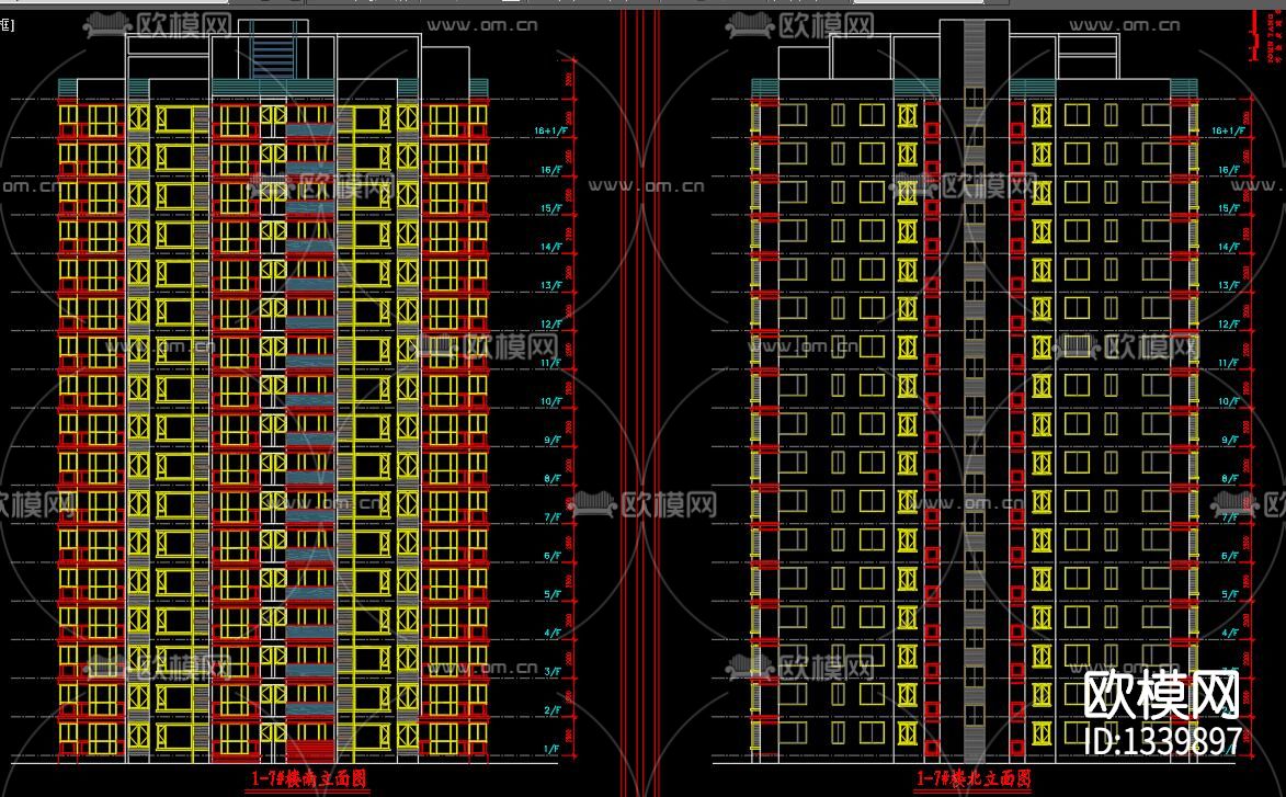 高层建筑cad施工图下载（渲染图3）