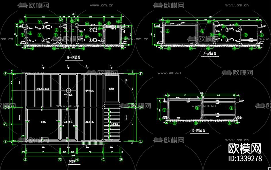 混凝土结构水池cad施工图下载（渲染图7）