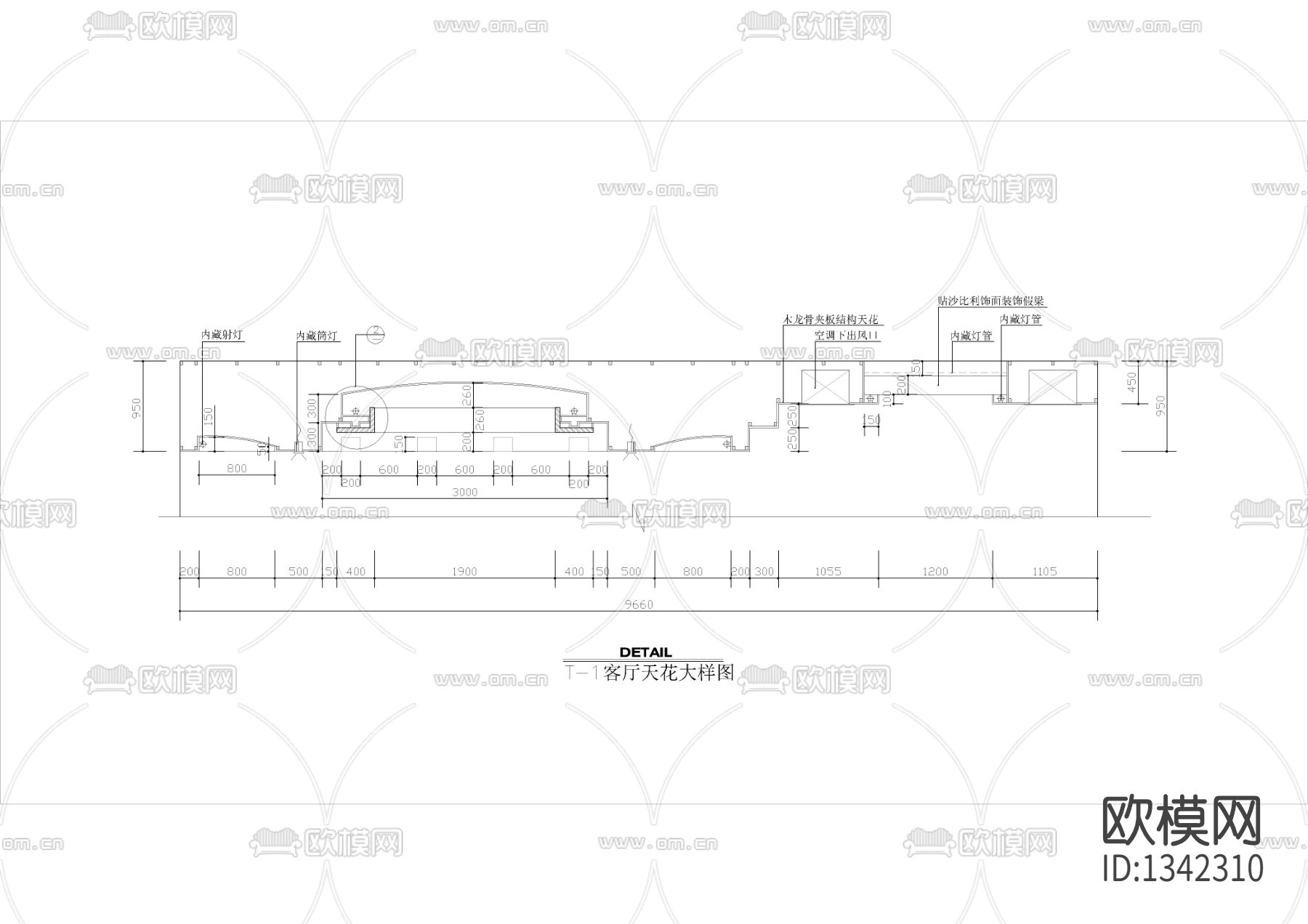 欧式别墅收口线条cad施工大样下载（渲染图1）