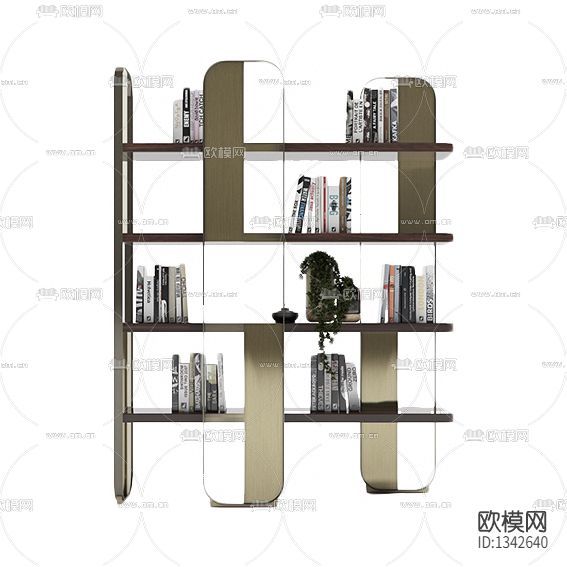 現(xiàn)代輕奢不銹鋼書架下載