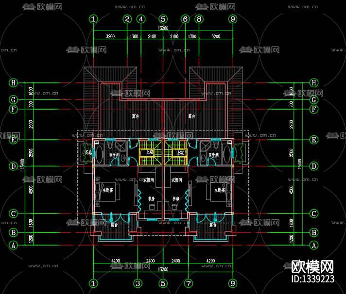 古典双拼别墅cad施工图下载（渲染图5）