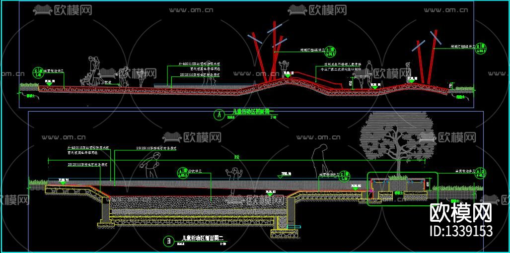 儿童活动区cad施工图下载（渲染图9）
