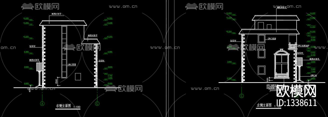 新农村别墅cad施工图效果图下载（渲染图6）