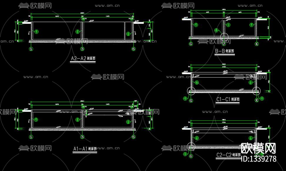 混凝土结构水池cad施工图下载（渲染图2）