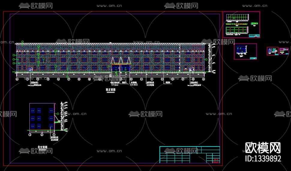 某配件厂玻璃幕墙cad施工图下载（渲染图5）