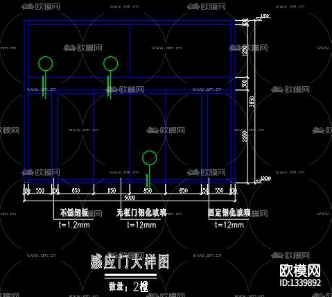 某配件厂玻璃幕墙cad施工图下载（渲染图3）