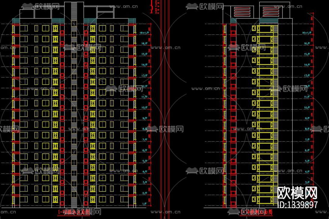 高层建筑cad施工图下载（渲染图4）