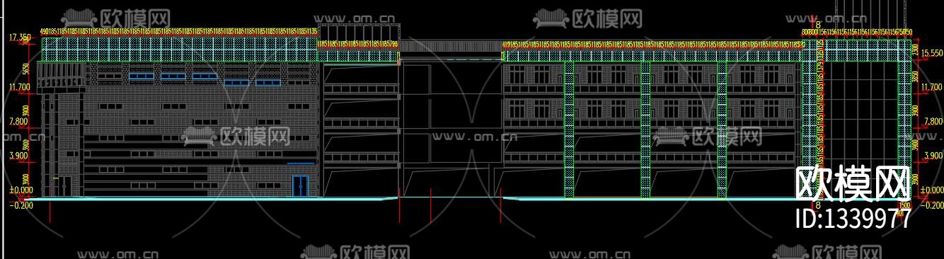 某小学五层建筑平立剖面cad节点图下载（渲染图4）