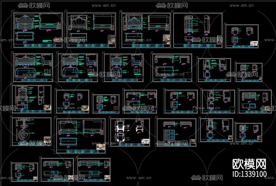 美式家具cad图库下载（渲染图8）