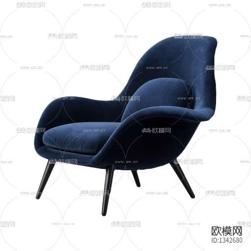 现代轻奢布艺单人沙发下载(渲染图1)