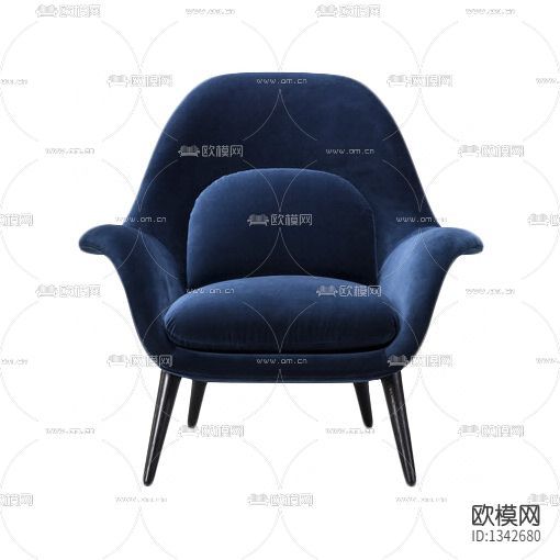 现代轻奢布艺单人沙发下载(渲染图2)