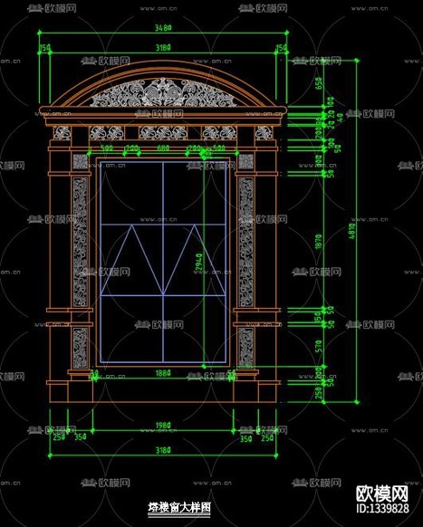 歐式建筑外墻cad施工圖下載(渲染圖8)