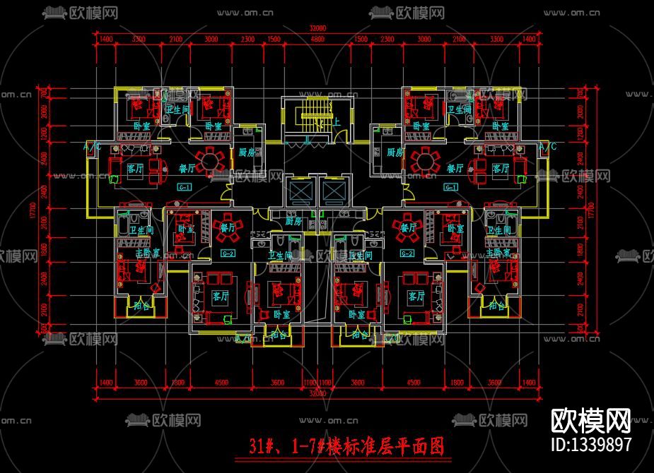 高层建筑cad施工图下载（渲染图2）