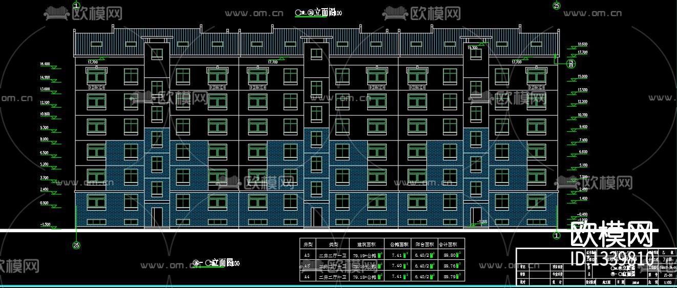 新中式样板房cad施工图下载（渲染图3）