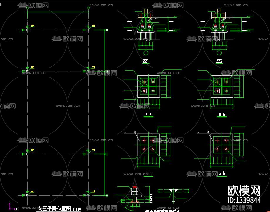 工业园钢结构cad施工图下载（渲染图7）