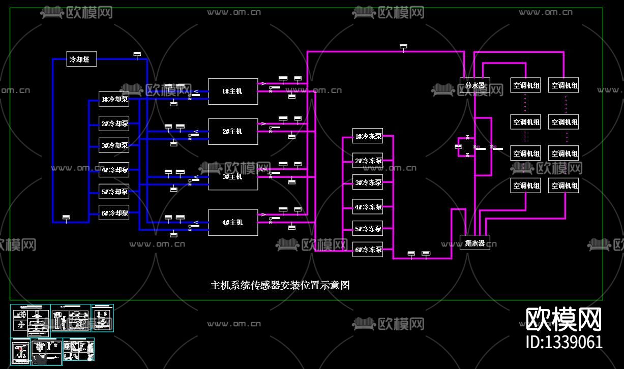 BAS系统传感器安装示意图cad施工图下载（渲染图7）