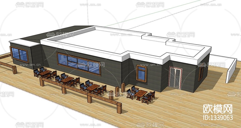 茶室cad施工圖下載(渲染圖1)