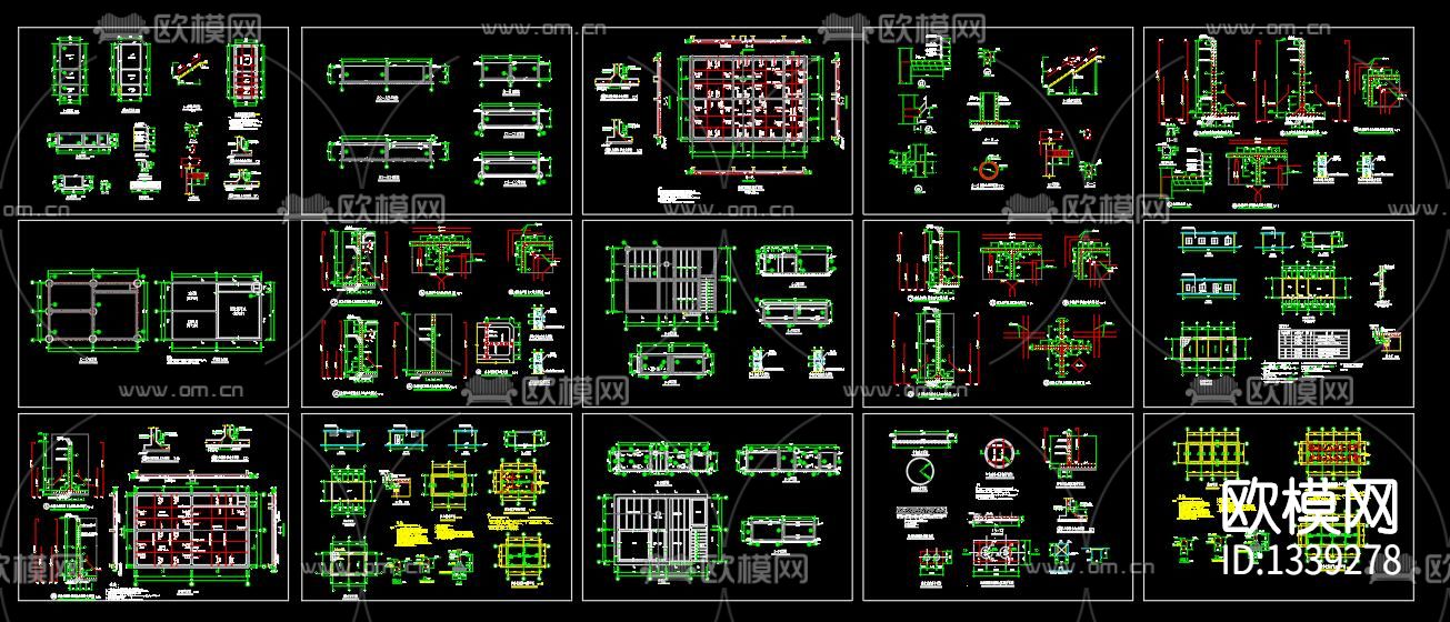 混凝土结构水池cad施工图下载（渲染图10）