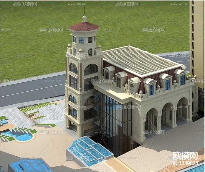 歐式建筑外墻cad施工圖下載(渲染圖3)