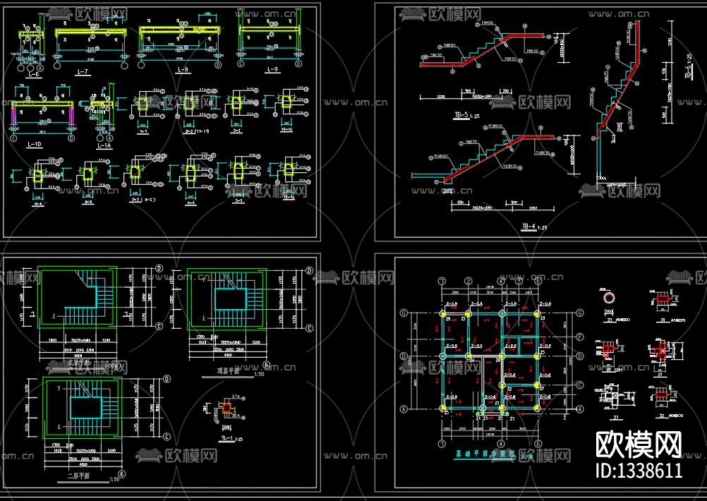 新农村别墅cad施工图效果图下载（渲染图8）