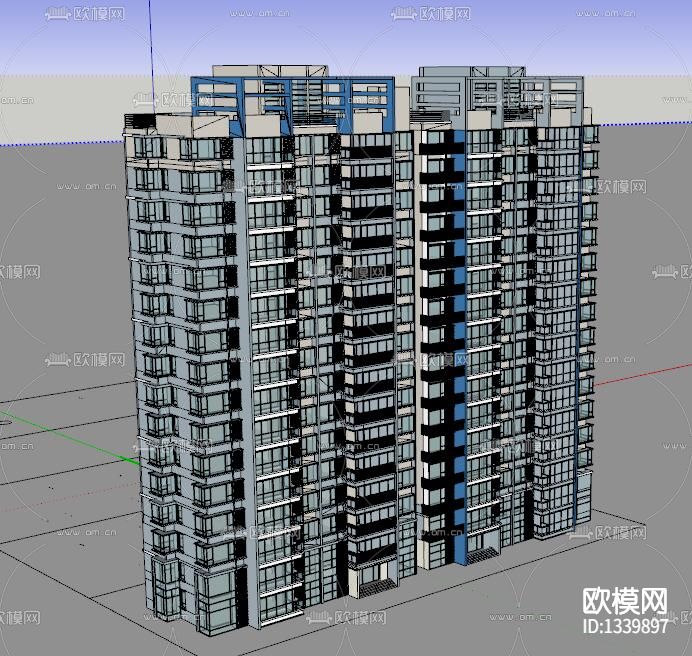 高层建筑cad施工图下载（渲染图1）