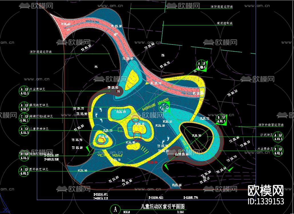 儿童活动区cad施工图下载（渲染图2）