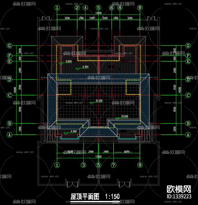 古典双拼别墅cad施工图下载（渲染图6）