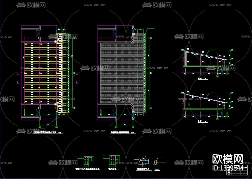 工业园钢结构cad施工图下载（渲染图8）