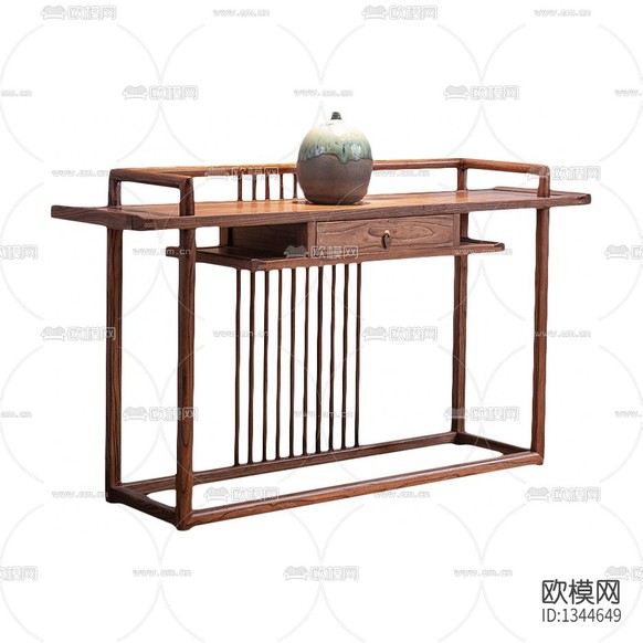 新中式禪意實木玄關(guān)臺下載(渲染圖1)