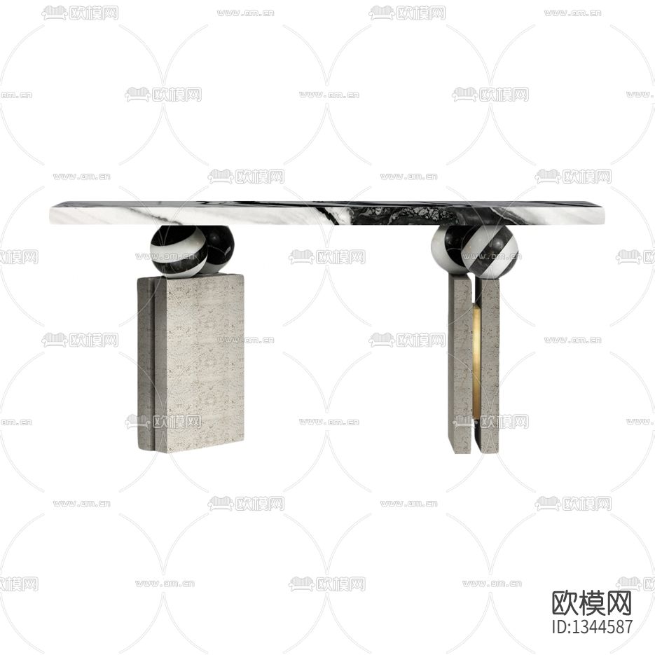 现代轻奢大理石金属玄关柜