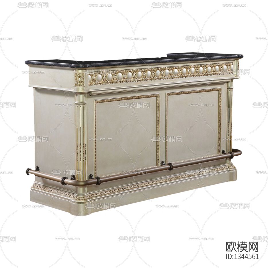 法式轻奢凡赛尔玫瑰实木雕花吧台下载（渲染图2）